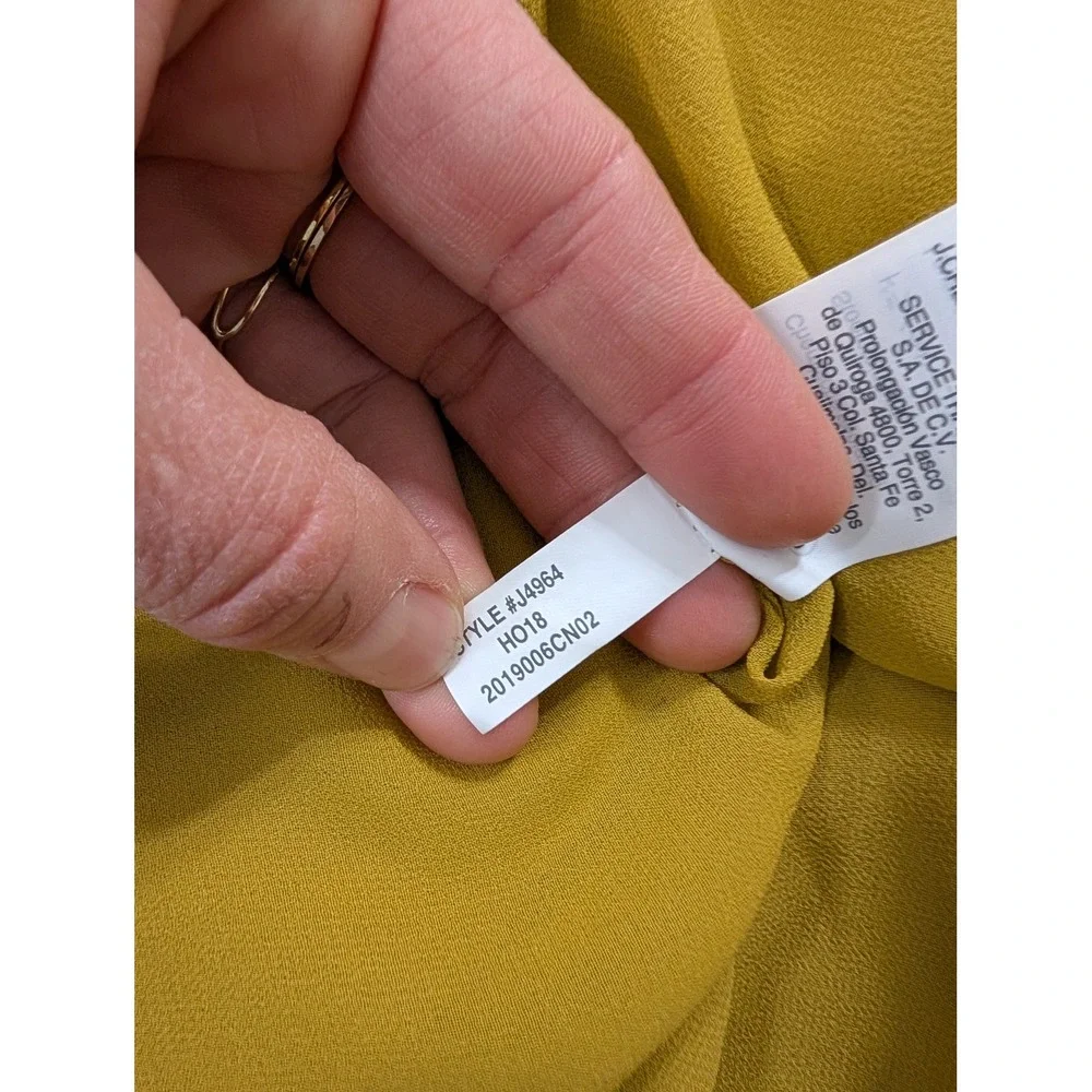 J Crew Velvet Wrap Peplum Top Mustard Yellow Long Sleeve women's 4 tall *no belt